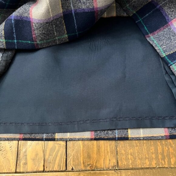Vintage Pendleton Woolen Mills Plaid Wool Skirt Blue Gray Midi Size 14 - Picture 4 of 5